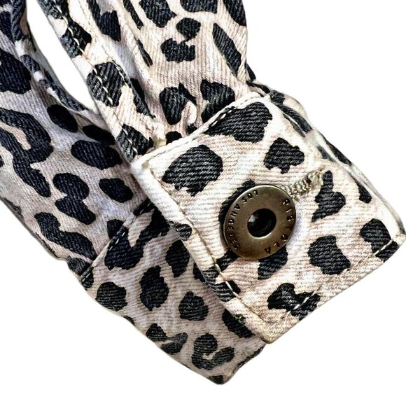 Pistola Naya Animal Print Cropped Jacket Leopard Raw Hem Oversized Classic Denim - Picture 13 of 14